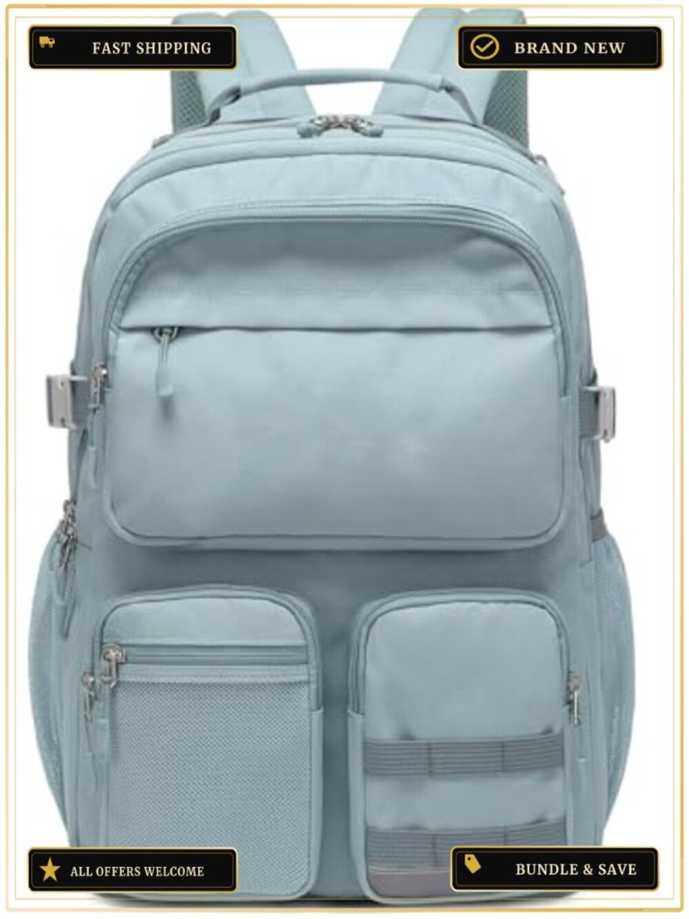 Durable Water Resistant Backpack 15.6 Laptop Travel College Bookbag